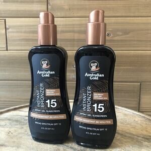 (2) Australian Gold Instant Bronzer SPF 15 Spray Gel Sunscreen - Exp 8/27